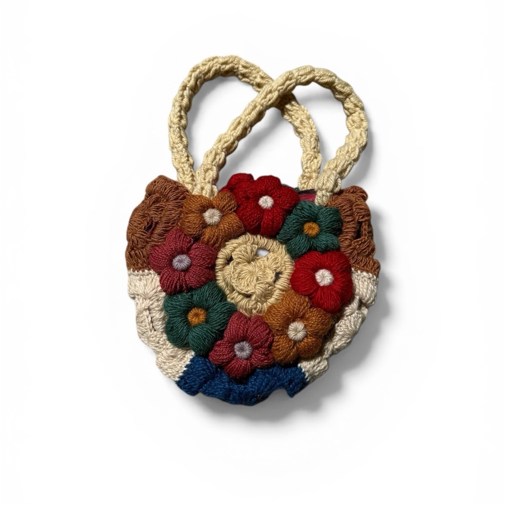 Cottagecore Handmade Multicolor Crochet Flower Tote Bag